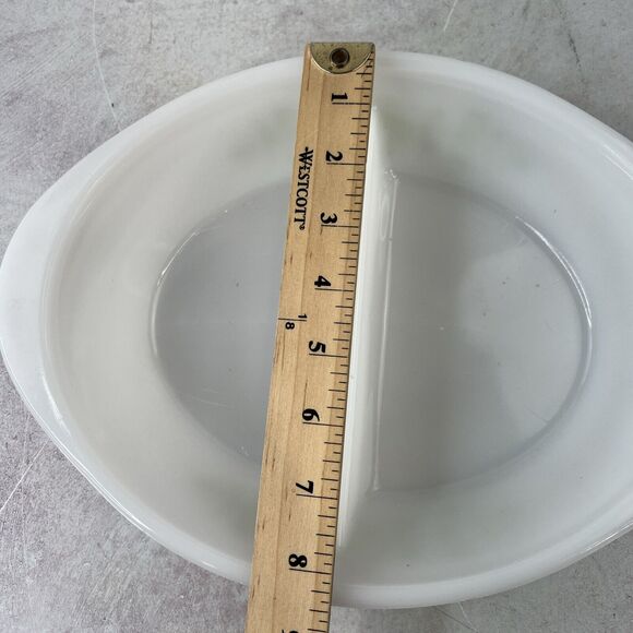 Vintage GlassBake Green Daisy Divided Casserole Dish Milk Glass 12” - Picture 10 of 13